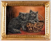 TWO OIL ON CANVAS OF CATS, EAR