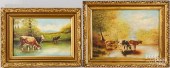 TWO OIL ON CANVAS PASTORAL SCE