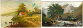 TWO OIL ON CANVAS PRIMITIVE LA