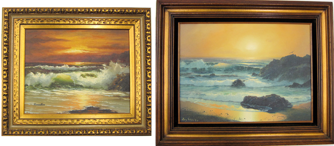 TWO OIL ON CANVAS SEASCAPES: