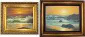 TWO OIL ON CANVAS SEASCAPES: L