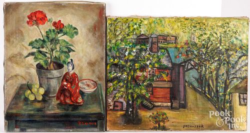 TWO OIL ON CANVAS WORKSTwo oil on