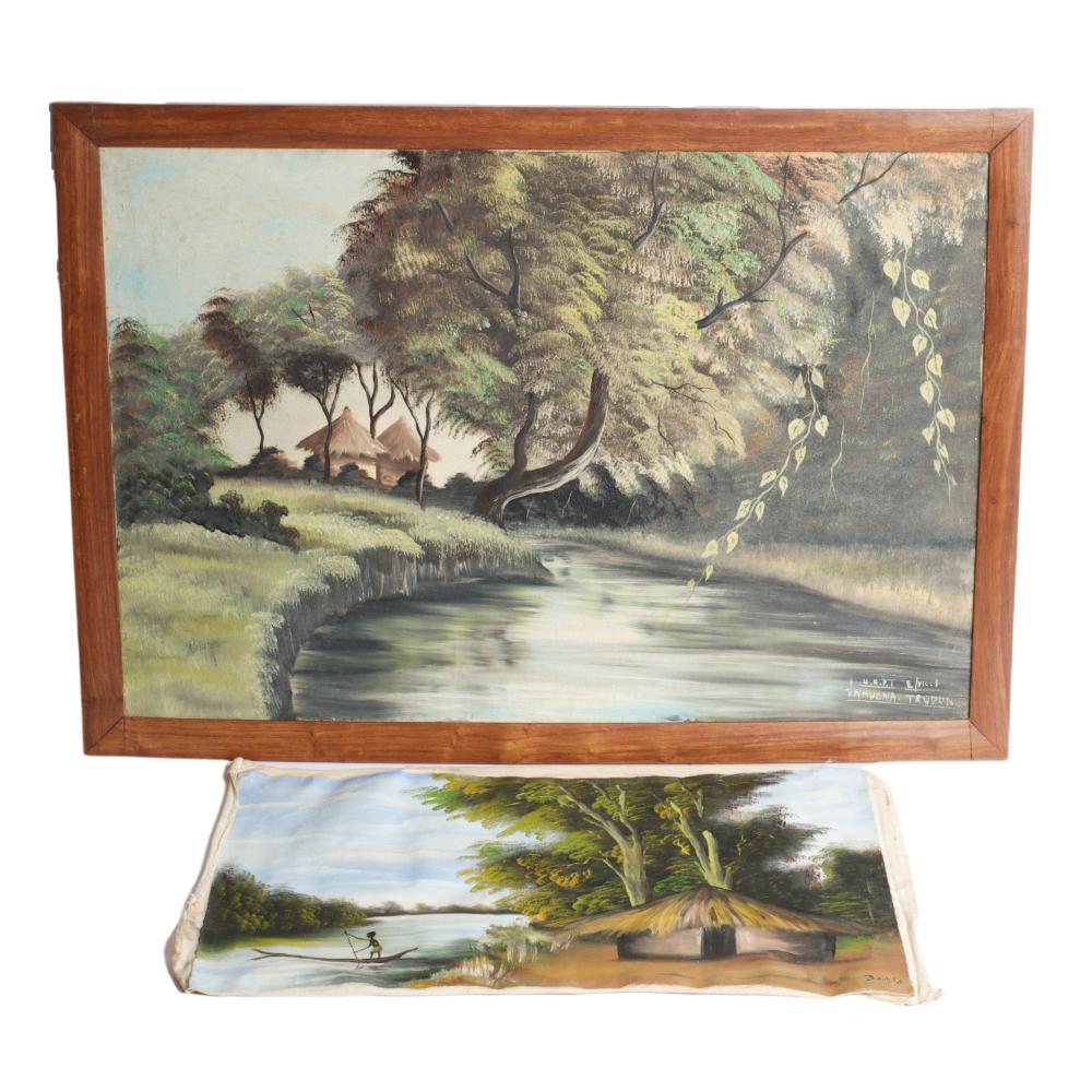 TWO OIL PAINTINGS OF AFRICAN