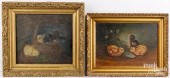 TWO OIL PAINTINGS OF CHICKS, L