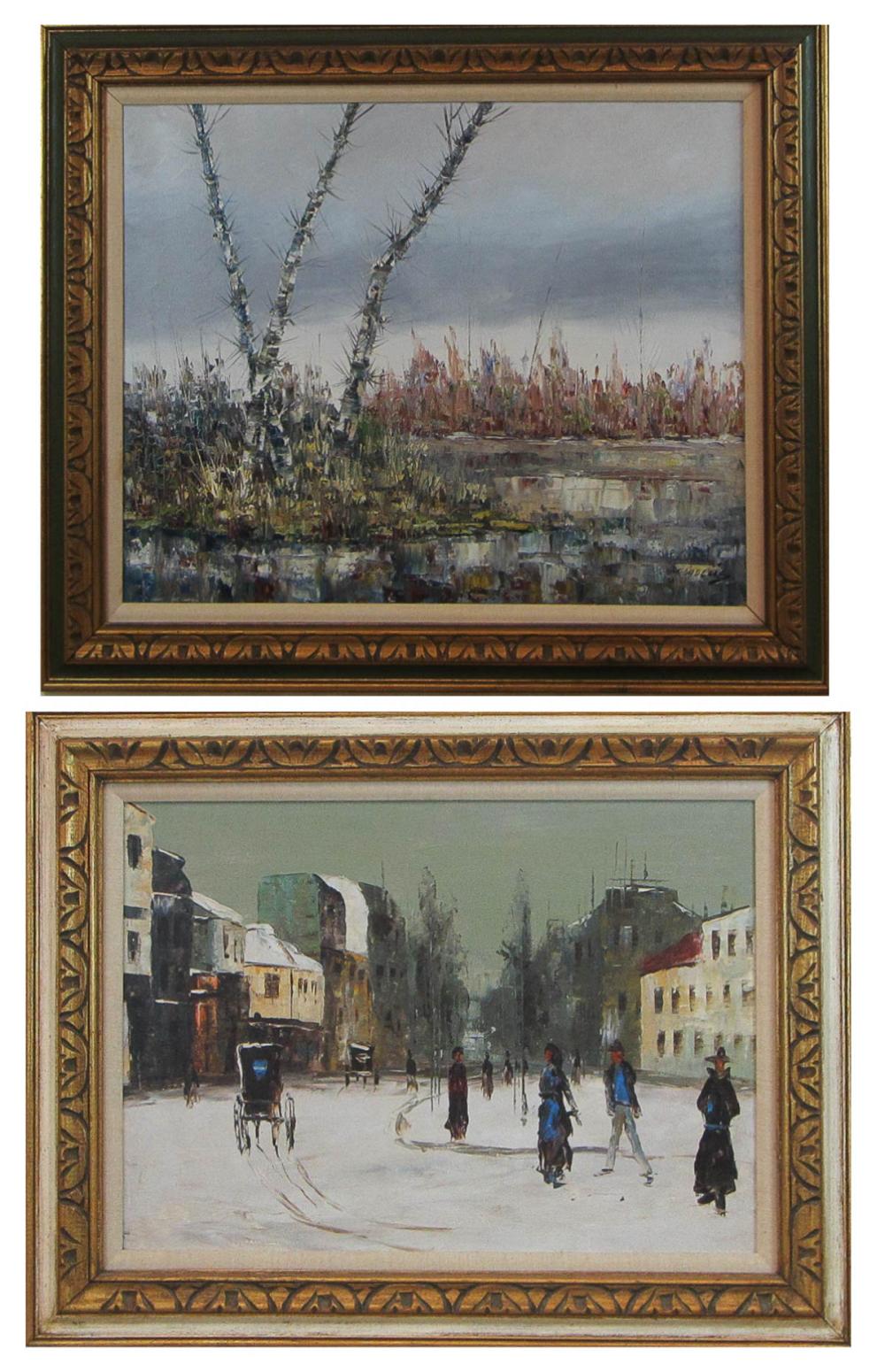 TWO OIL PAINTINGS: VICTORIAN STREET