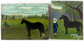 TWO OIL PAINTINGS WITH HORSES<