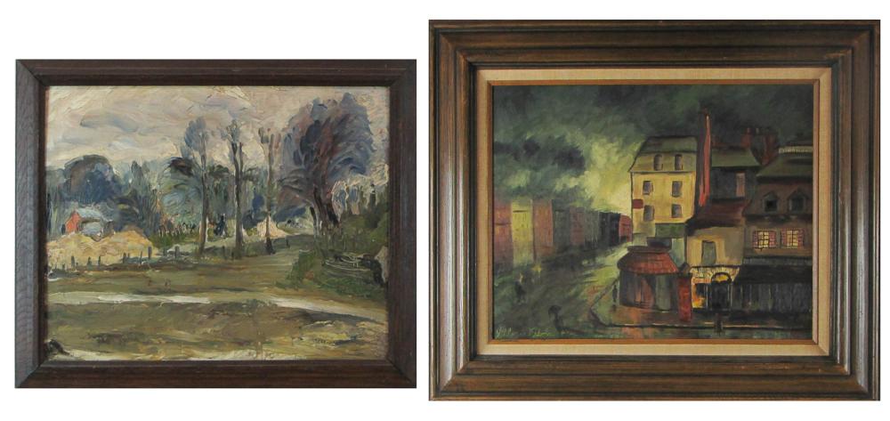 TWO OILS ON BOARD: CITYSCAPE SIGNED