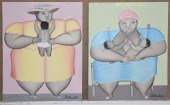 TWO OILS ON MASONITE SIGNED PH