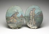 TWO OILS ON TIN OF NATIVE AMER