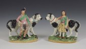 TWO OLD STAFFORDSHIRE WARE DOG