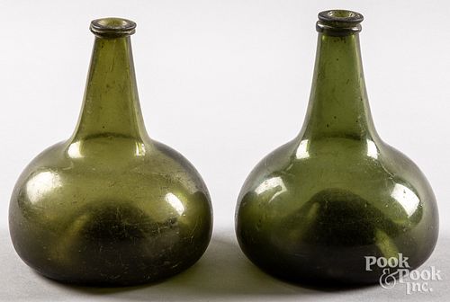 TWO OLIVE GLASS ONION BOTTLES