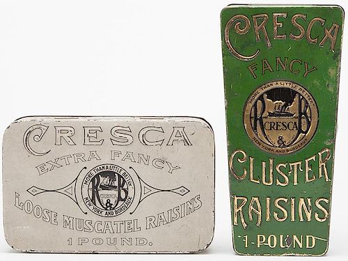 TWO ONE POUND CRESCA RAISIN TINSTwo