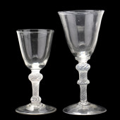 TWO OPAQUE TWIST WINE GLASSES<