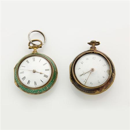 Two Open Face Pocket Watches 	 