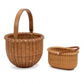TWO OPEN RATTAN WOVEN NANTUCKE