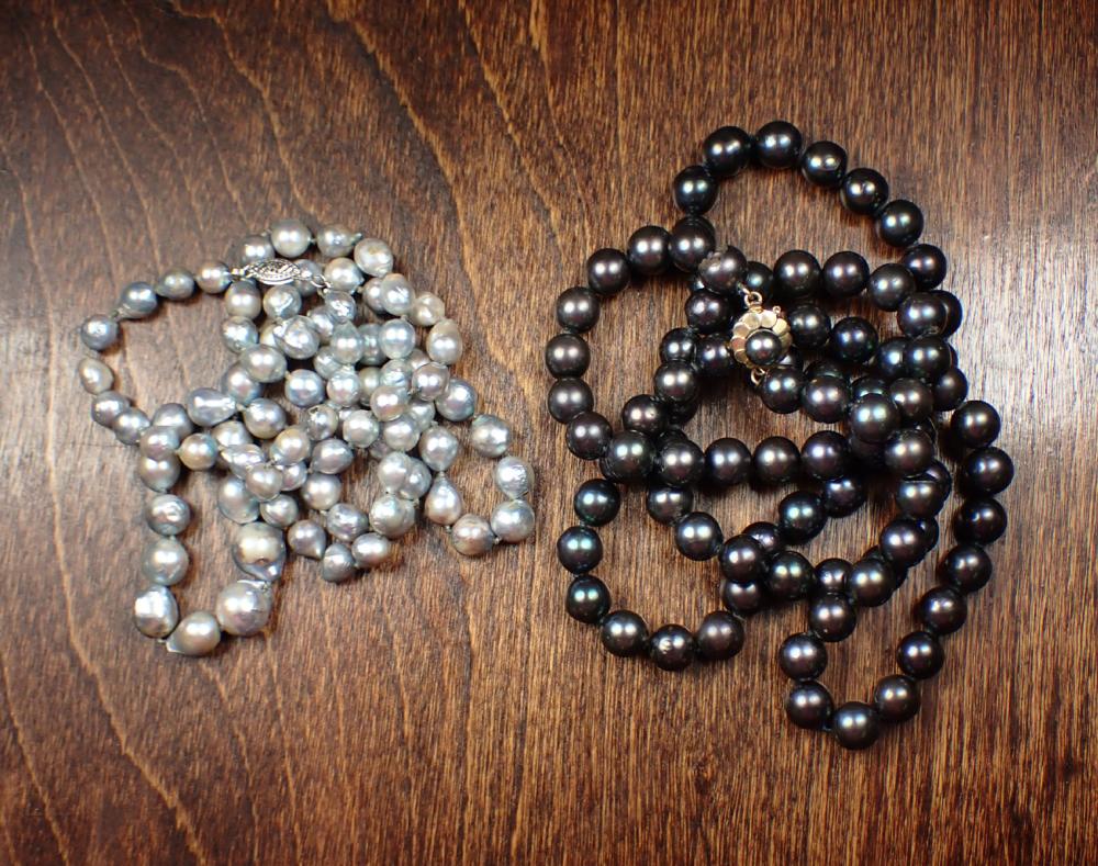 TWO OPERA LENGTH PEARL NECKLACESTWO