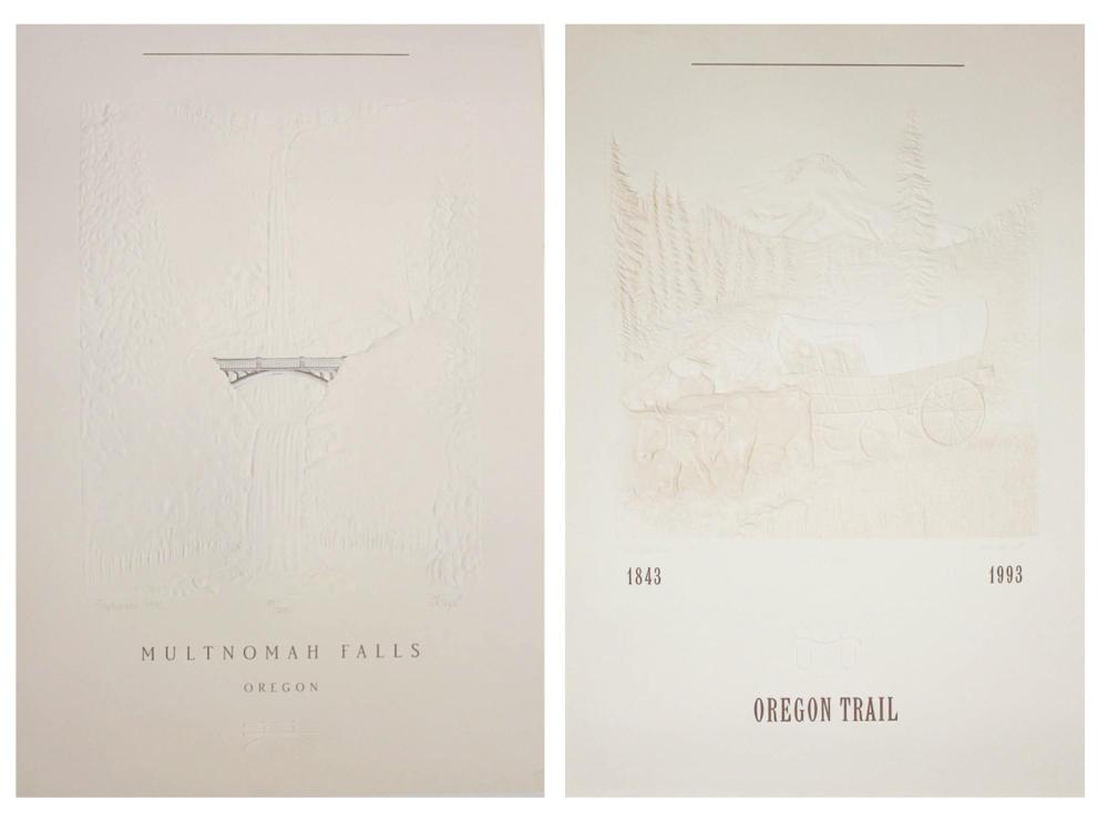 TWO OREGON EMBOSSED PRINTSTWO