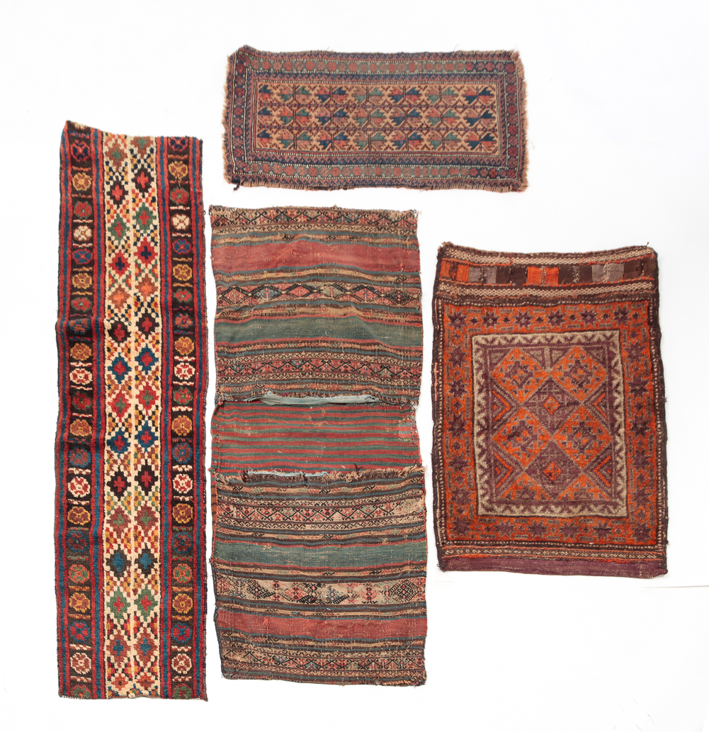 TWO ORIENTAL RUGS AND BAGS. First