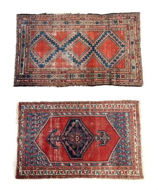 TWO ORIENTAL RUGS.  Twentith