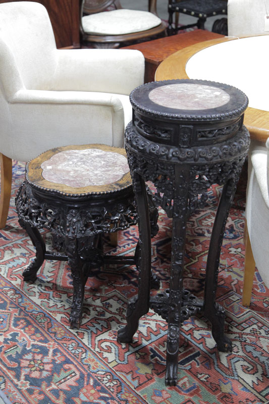 TWO ORIENTAL STYLE TABLES. Open