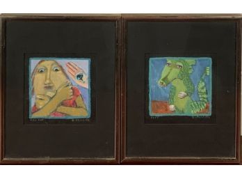 Two original mixed media on paper