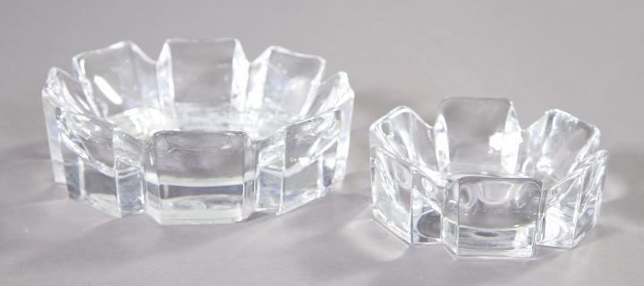 Two Orrefors Glass Ashtrays,  one a