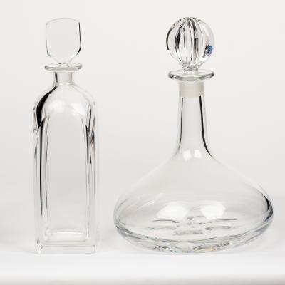 Two Orrefors glass decanters, one