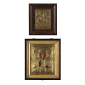 TWO ORTHODOX OKLAD ICONS, SAIN
