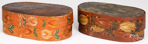 TWO OVAL BENTWOOD BRIDES BOXES,