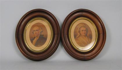Two oval framed prints    Depicting