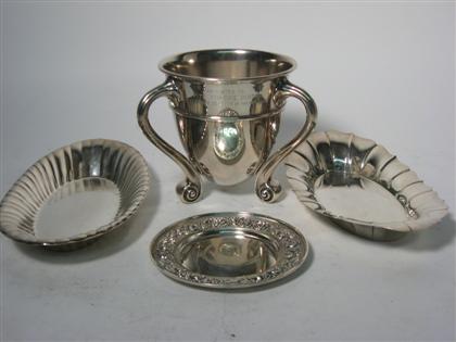 Two oval sterling silver roll trays