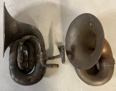 TWO OVAL TRUMPET BRASS BULB HO