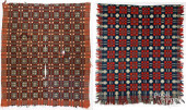 TWO OVERSHOT COVERLETS, 19TH C