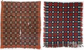 TWO OVERSHOT COVERLETS, 19TH C