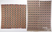 TWO OVERSHOT COVERLETS, 19TH C