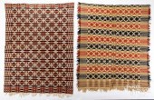 TWO OVERSHOT COVERLETS, 19TH C