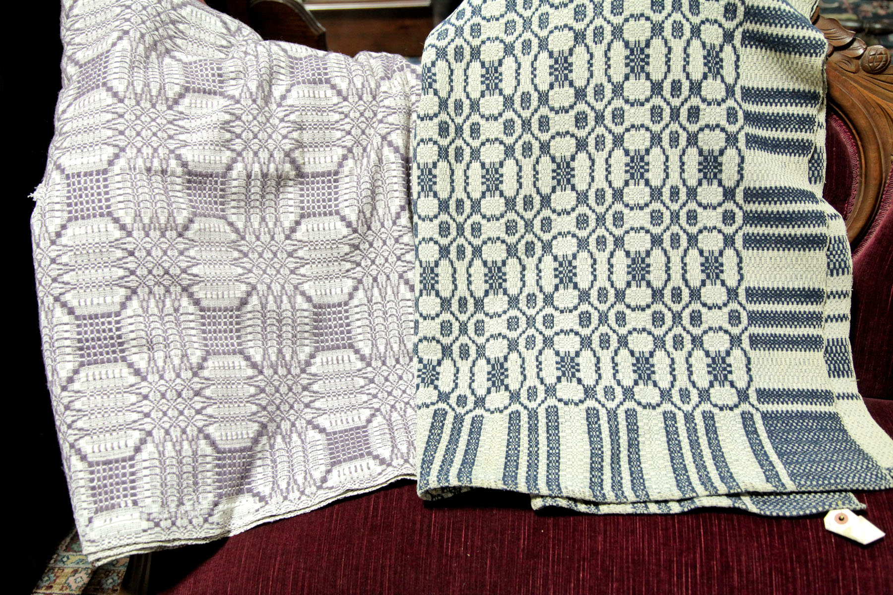 TWO OVERSHOT COVERLETS. 