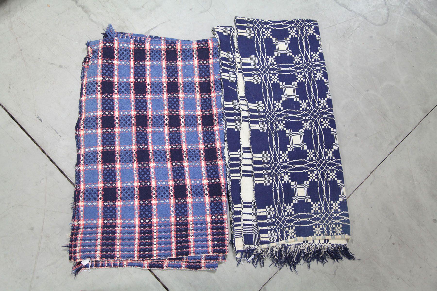 TWO OVERSHOT COVERLETS. 