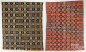 TWO OVERSHOT COVERLETS, MID 19