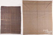 TWO OVERSHOT COVERLETS, MID 19