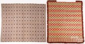 TWO OVERSHOT COVERLETS, MID 19