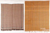TWO OVERSHOT COVERLETS, MID 19
