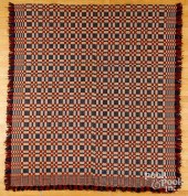 TWO OVERSHOT COVERLETS, MID 19