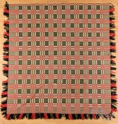 TWO OVERSHOT COVERLETS, MID 19