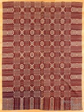 TWO OVERSHOT COVERLETS, MID 19