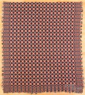 TWO OVERSHOT COVERLETS, MID 19