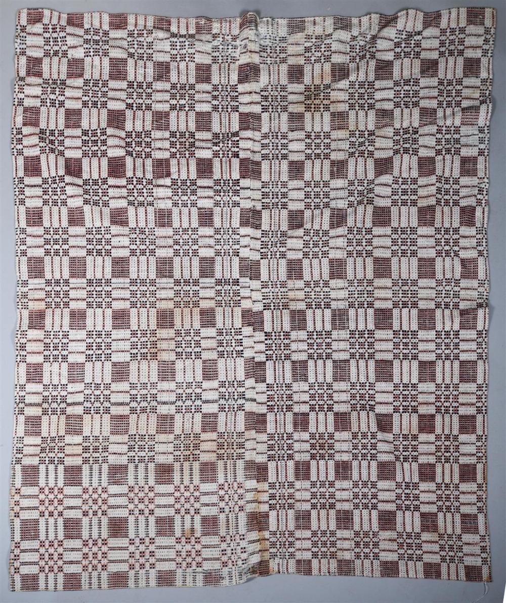 TWO OVERSHOT COVERLETS, POSSIBLY