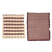 TWO OVERSHOT WOVEN COVERLETS A