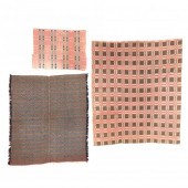 TWO OVERSHOT WOVEN COVERLETS A
