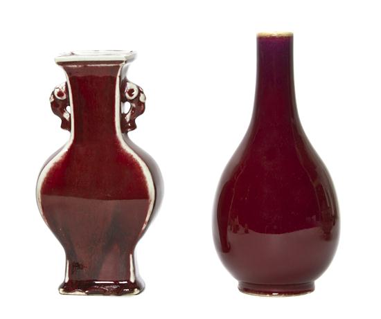 Two Ox Blood Glazed Vases